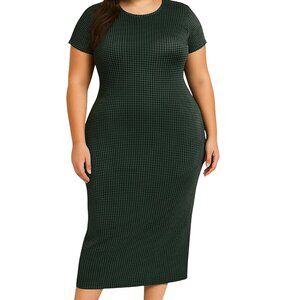 Universal Standard Green Houndstooth Executive Ponte Midi Dress Size 6X NWT